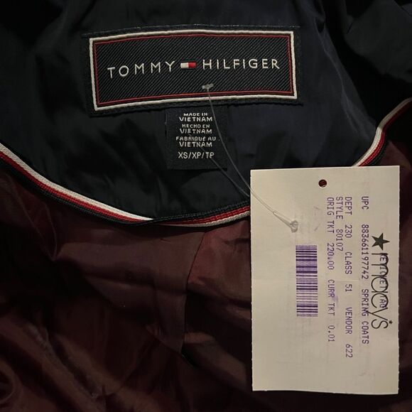 Tommy Hilfiger Womens Navy Hooded Maxi Puffer Coat Extra Small New - Picture 6 of 8